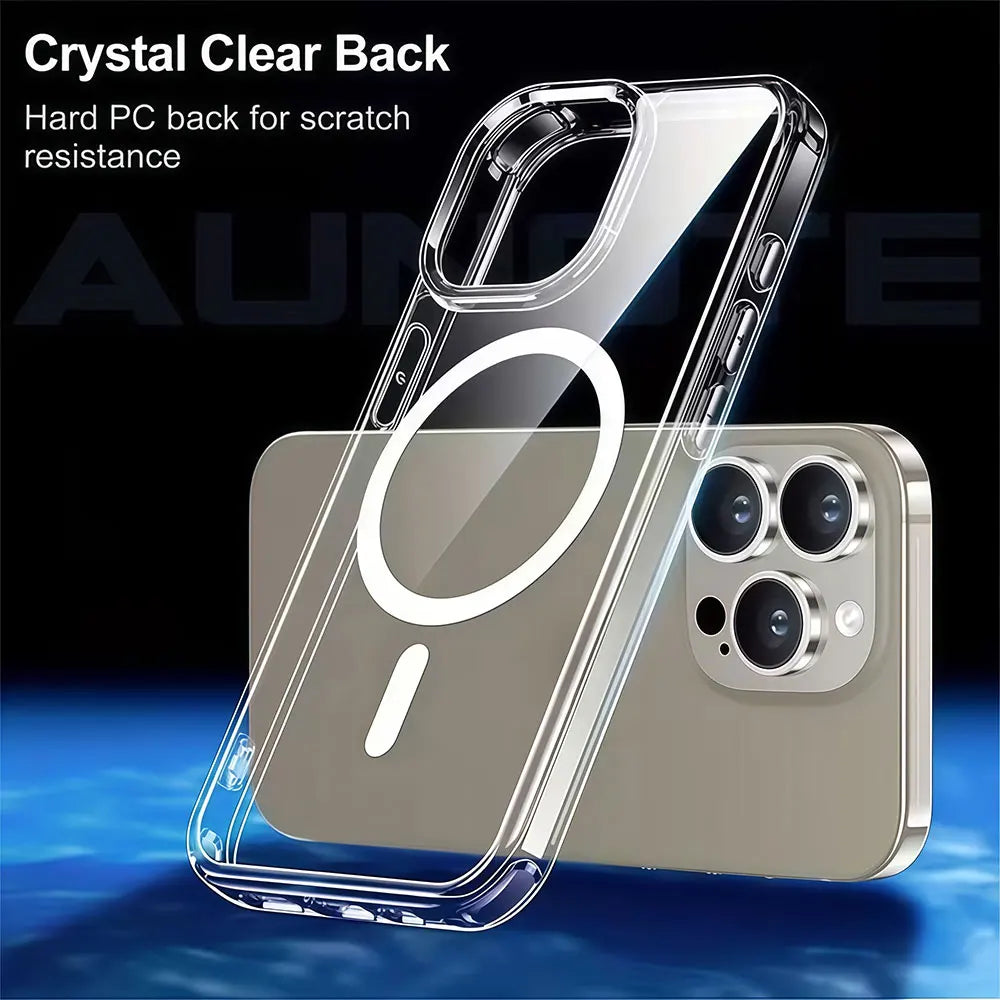 Coque transparente antichoc magnétique pour iPhone 17 16 15 14 13 12 11 Pro Xs Max 16e Air Mini 7 8 Plus X XR SE 2020 2022